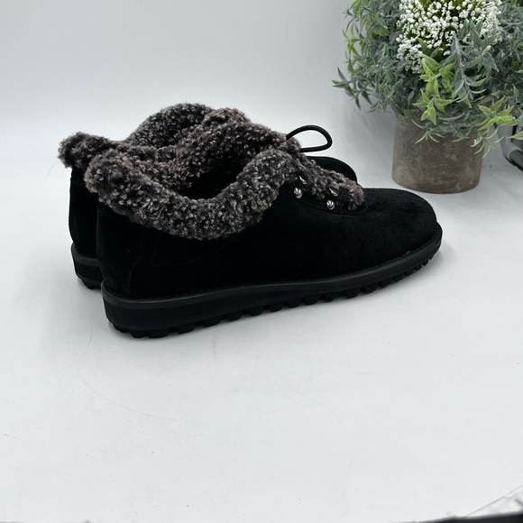 Stuart Weitzman Womens Faux Fur Lined Black Suede Leather Shoes Ankle Boots Sz 5 - Picture 6 of 16